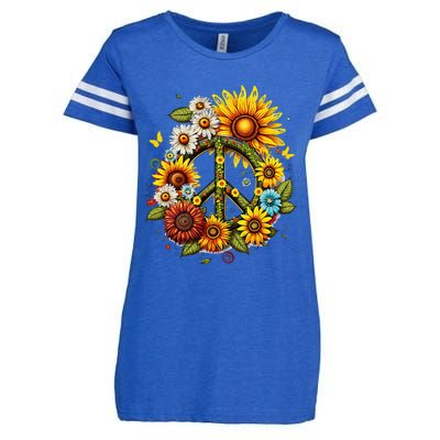 Hippie Daisy Peace Sign Retro Flower Sunflower Lovers Enza Ladies Jersey Football T-Shirt