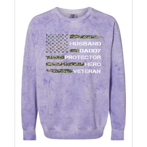 Husband Daddy Protector Hero Veteran Gift Colorblast Crewneck Sweatshirt