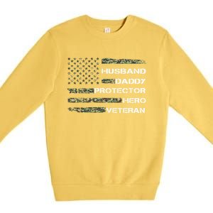 Husband Daddy Protector Hero Veteran Gift Premium Crewneck Sweatshirt