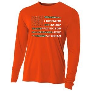 Husband Daddy Protector Hero Veteran Gift Cooling Performance Long Sleeve Crew