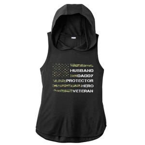 Husband Daddy Protector Hero Veteran Gift Ladies PosiCharge Tri-Blend Wicking Draft Hoodie Tank