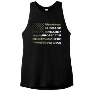 Husband Daddy Protector Hero Veteran Gift Ladies PosiCharge Tri-Blend Wicking Tank