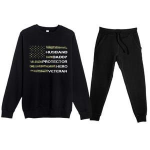 Husband Daddy Protector Hero Veteran Gift Premium Crewneck Sweatsuit Set