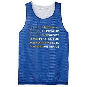 Husband Daddy Protector Hero Veteran Gift Mesh Reversible Basketball Jersey Tank