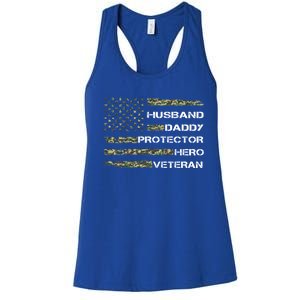 Husband Daddy Protector Hero Veteran Gift Women's Racerback Tank