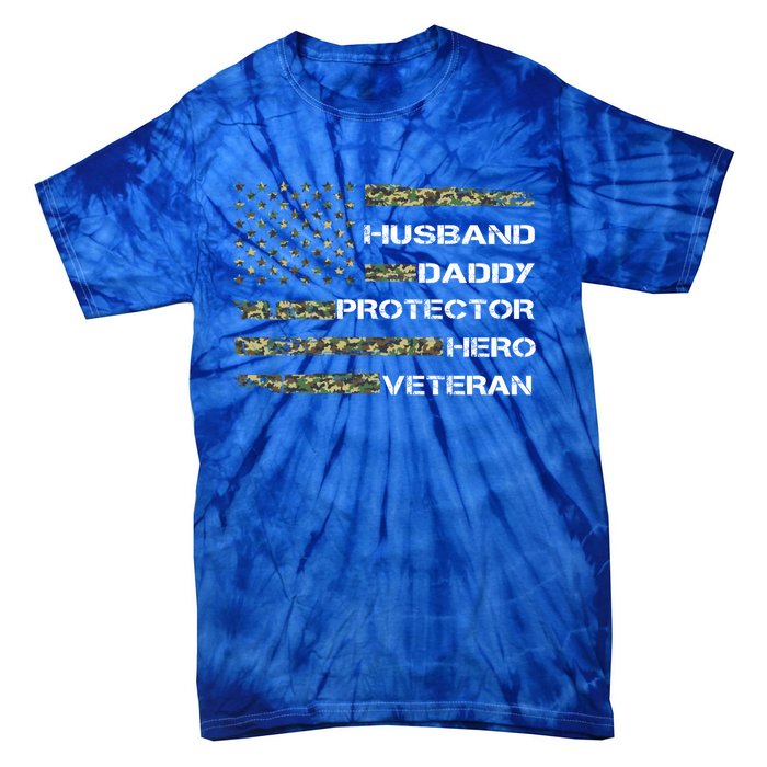 Husband Daddy Protector Hero Veteran Gift Tie-Dye T-Shirt