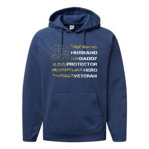 Husband Daddy Protector Hero Veteran Gift Performance Fleece Hoodie