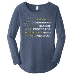 Husband Daddy Protector Hero Veteran Gift Women's Perfect Tri Tunic Long Sleeve Shirt