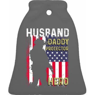 Husband Daddy Protector Ceramic Bell Ornament