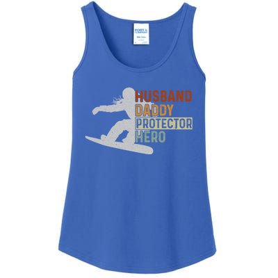 Husband Daddy Protector Hero Father Snowboarding Dad Grandpa Cute Gift Ladies Essential Tank