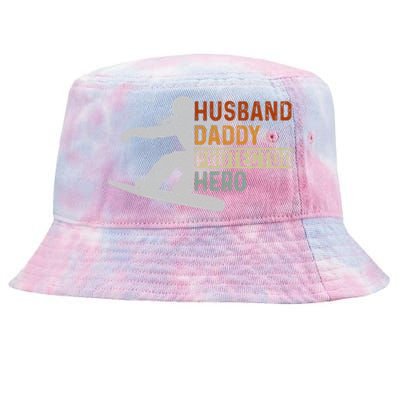 Husband Daddy Protector Hero Father Snowboarding Dad Grandpa Cute Gift Tie-Dyed Bucket Hat