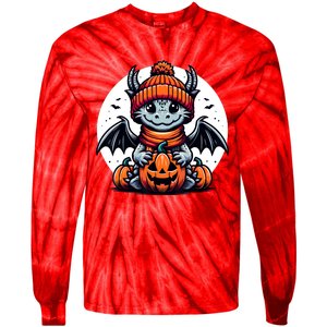 Halloween Dragon Pumpkin Tie-Dye Long Sleeve Shirt