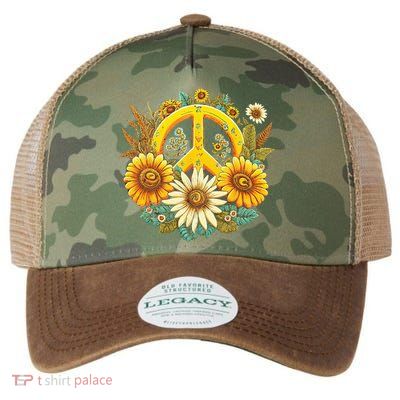 Hippie Daisy Peace Sign Retro Flower Sunflower Lovers Legacy Tie Dye Trucker Hat