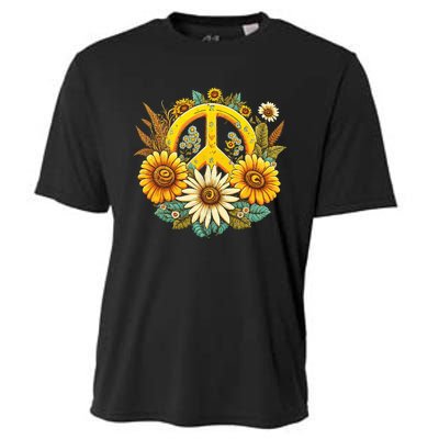 Hippie Daisy Peace Sign Retro Flower Sunflower Lovers Cooling Performance Crew T-Shirt