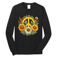 Hippie Daisy Peace Sign Retro Flower Sunflower Lovers Long Sleeve Shirt