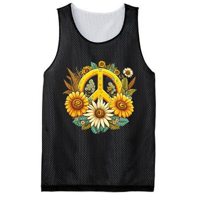 Hippie Daisy Peace Sign Retro Flower Sunflower Lovers Mesh Reversible Basketball Jersey Tank