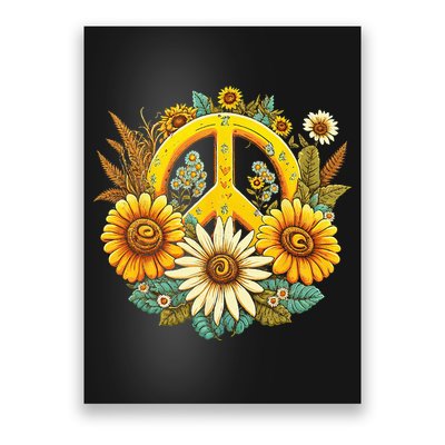 Hippie Daisy Peace Sign Retro Flower Sunflower Lovers Poster