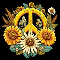 Hippie Daisy Peace Sign Retro Flower Sunflower Lovers Baby Bodysuit