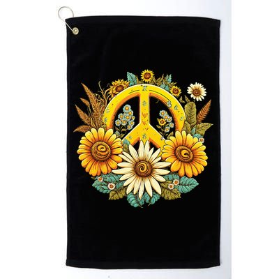 Hippie Daisy Peace Sign Retro Flower Sunflower Lovers Golf Towel