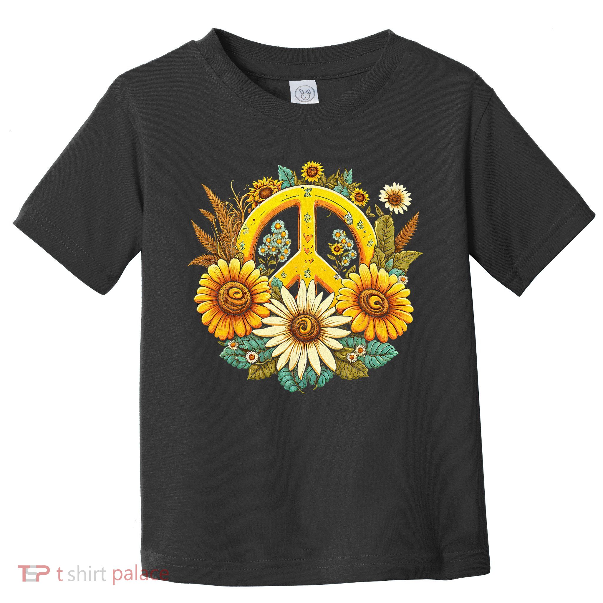Hippie Daisy Peace Sign Retro Flower Sunflower Lovers Toddler T-Shirt