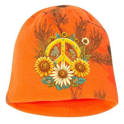 Hippie Daisy Peace Sign Retro Flower Sunflower Lovers Kati - Camo Knit Beanie