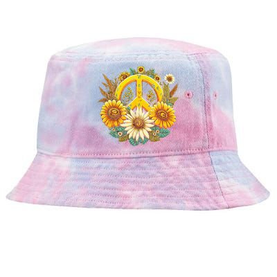 Hippie Daisy Peace Sign Retro Flower Sunflower Lovers Tie-Dyed Bucket Hat