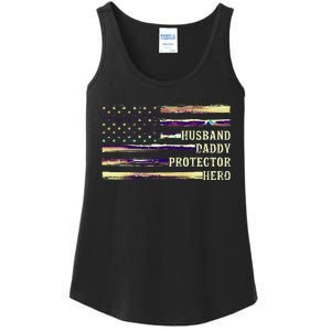 Husband Daddy Protector Hero FatherS Day Ladies Essential Tank