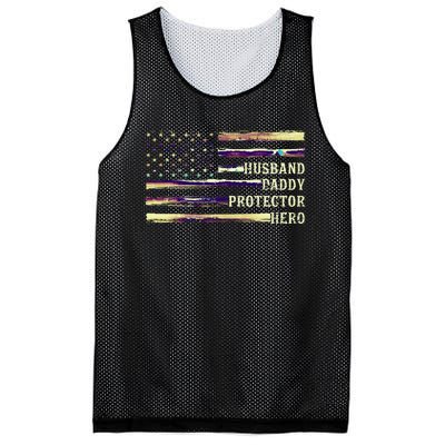 Husband Daddy Protector Hero FatherS Day Mesh Reversible Basketball Jersey Tank