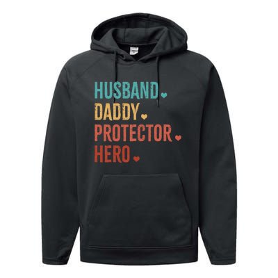 Husband Daddy Protector Hero Fathers Day camo Performance Fleece Hoodie