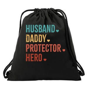 Husband Daddy Protector Hero Fathers Day camo Drawstring Bag