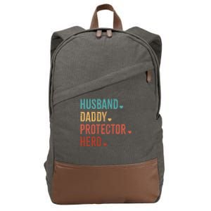 Husband Daddy Protector Hero Fathers Day camo Cotton Canvas Backpack