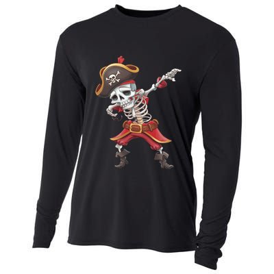 Halloween Dabbing Pirate Skeleton Funny Dab Funny Gift Cooling Performance Long Sleeve Crew