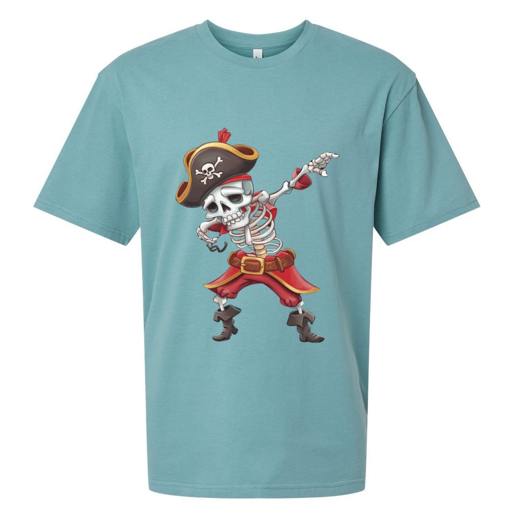 Halloween Dabbing Pirate Skeleton Funny Dab Funny Gift Sueded Cloud Jersey T-Shirt