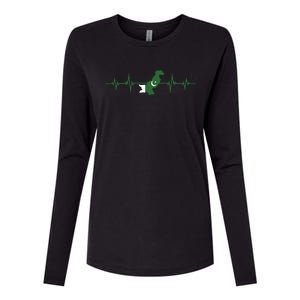 Heartbeat Design Pakistani Flag Pakistan Gift Womens Cotton Relaxed Long Sleeve T-Shirt