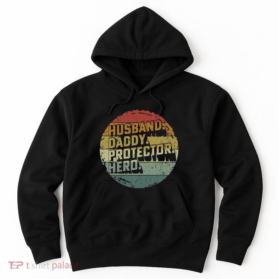 Husband Daddy Protector Hero Fathers Day Vintage Hoodie
