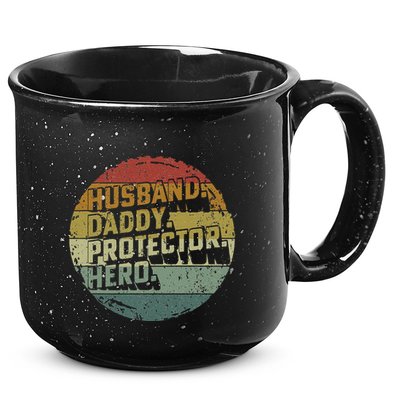 Husband Daddy Protector Hero Fathers Day Vintage 15oz Campfire Ceramic Mug