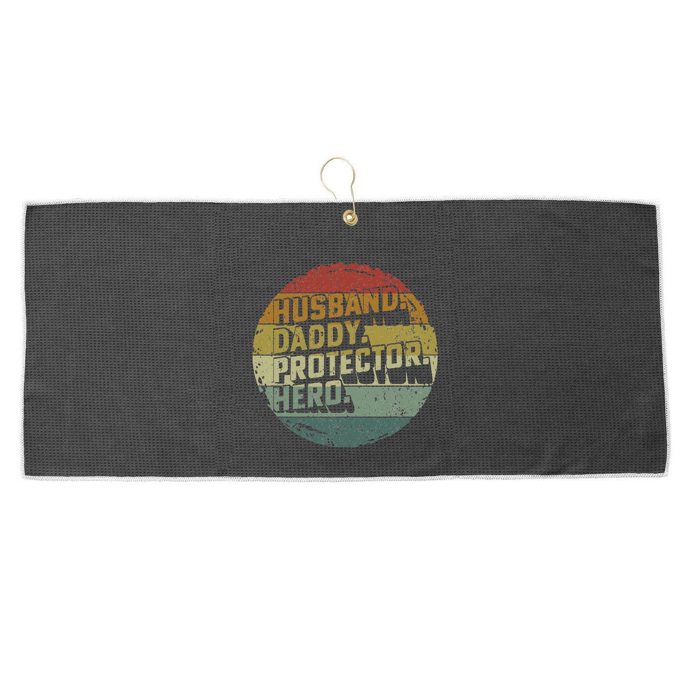 Husband Daddy Protector Hero Fathers Day Vintage Large Microfiber Waffle Golf Towel