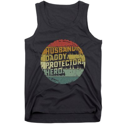 Husband Daddy Protector Hero Fathers Day Vintage Tank Top