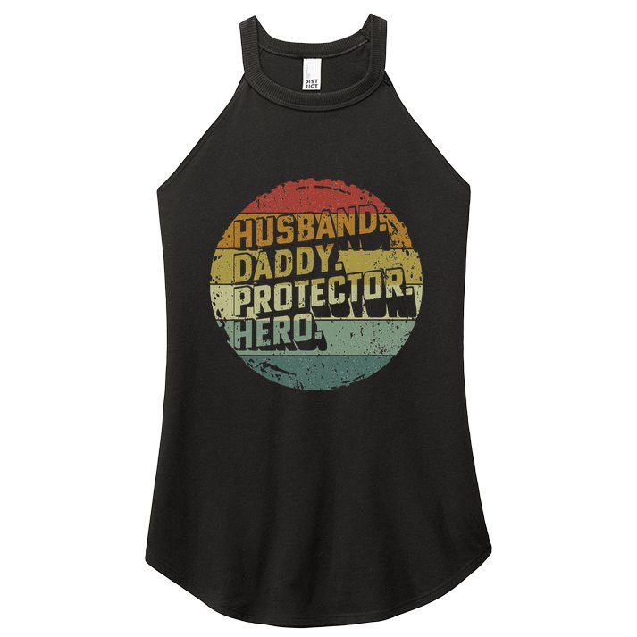 Husband Daddy Protector Hero Fathers Day Vintage Women's Perfect Tri Rocker Tank
