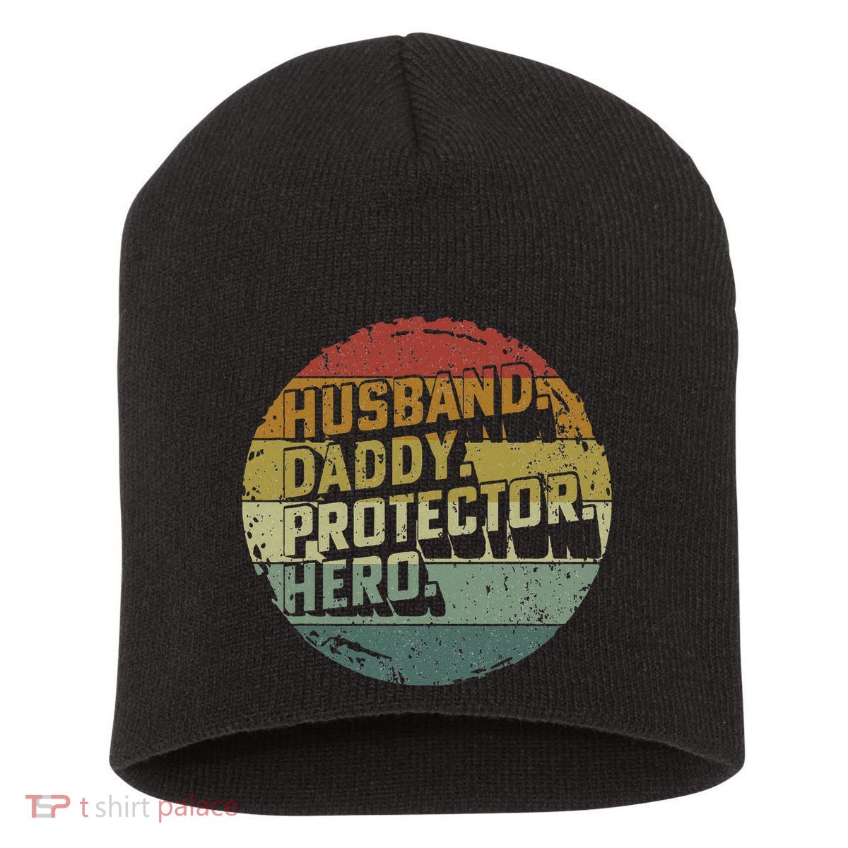 Husband Daddy Protector Hero Fathers Day Vintage Short Acrylic Beanie