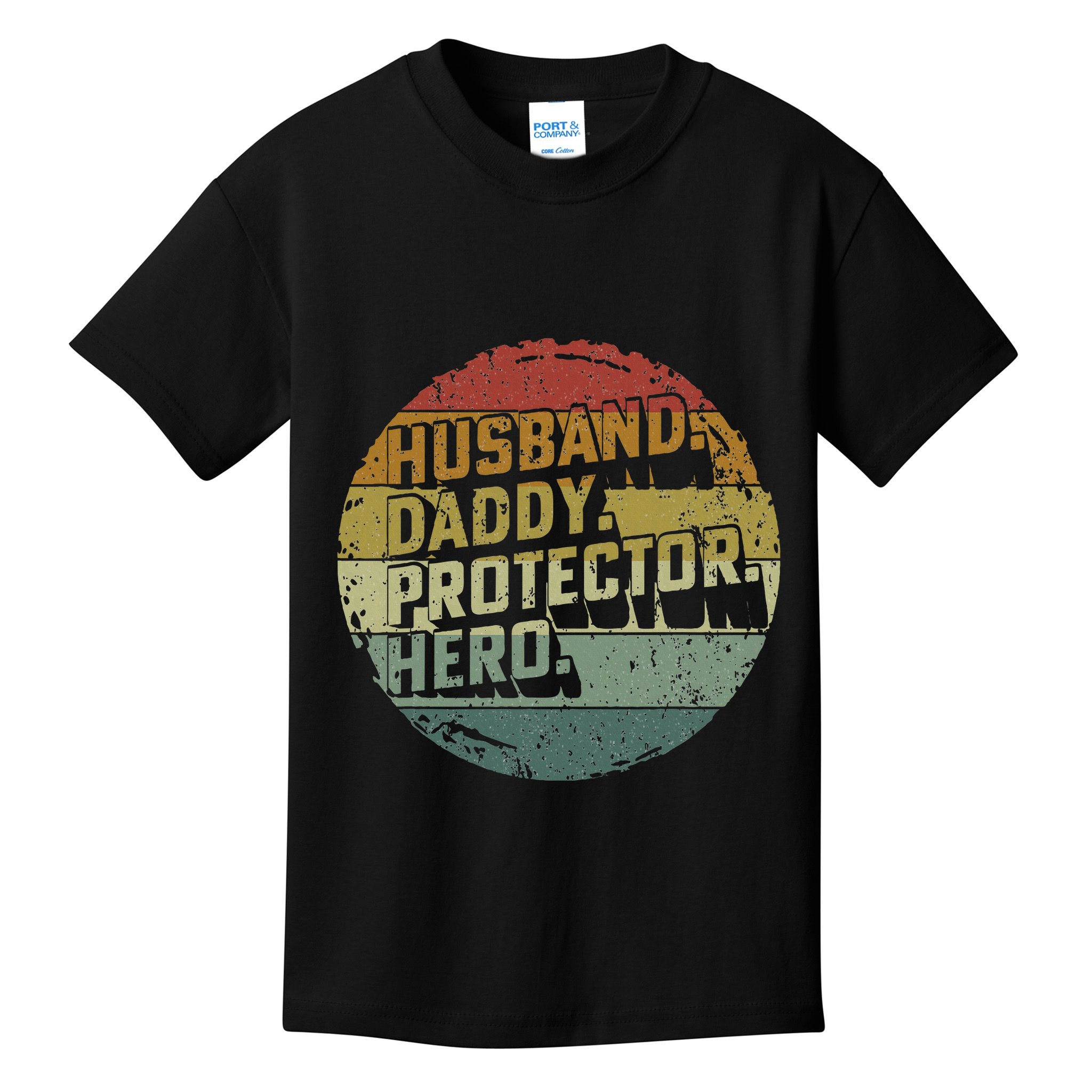 Husband Daddy Protector Hero Fathers Day Vintage Kids T-Shirt