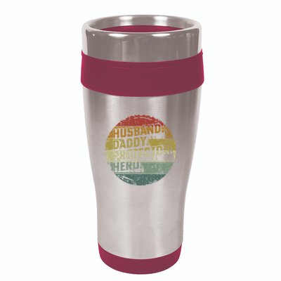 Husband Daddy Protector Hero Fathers Day Vintage 16oz Travel Tumbler