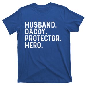 Husband Daddy Protector Hero Dad Stepgiftdad Cool Fathers Day Funny Gift T-Shirt