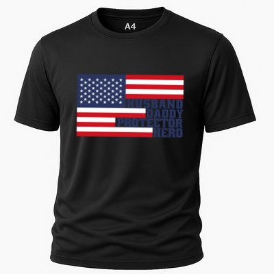 Husband Daddy Protector Hero Us Flag Design For FatherS Day Great Gift Cooling Performance Crew T-Shirt