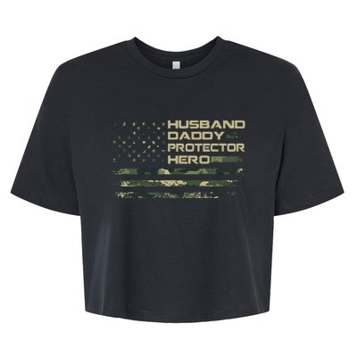 Husband Daddy Protector Hero Fathers Day Bella+Canvas Jersey Crop Tee