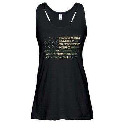 Husband Daddy Protector Hero Fathers Day Ladies Essential Flowy Tank