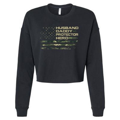 Husband Daddy Protector Hero Fathers Day Cropped Pullover Crew