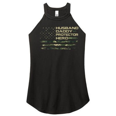 Husband Daddy Protector Hero Fathers Day Women’s Perfect Tri Rocker Tank