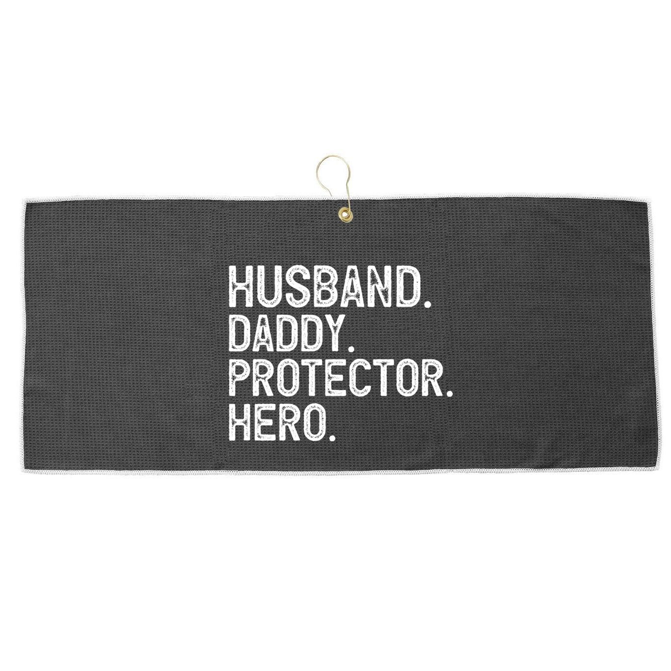 Husband Daddy Protector Hero Cool Gift Large Microfiber Waffle Golf Towel