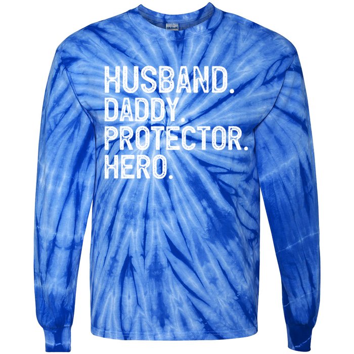 Husband Daddy Protector Hero Cool Gift Tie-Dye Long Sleeve Shirt